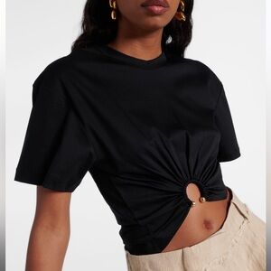 Paco Rabanne Gathered Jersey Cotton Crop Top (size small, NWT)